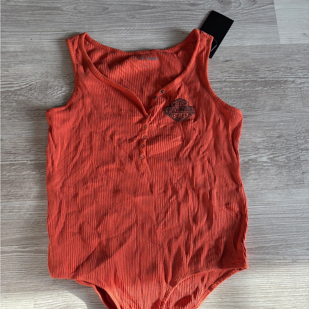 Harley-Davidson Orange Ribbed Top